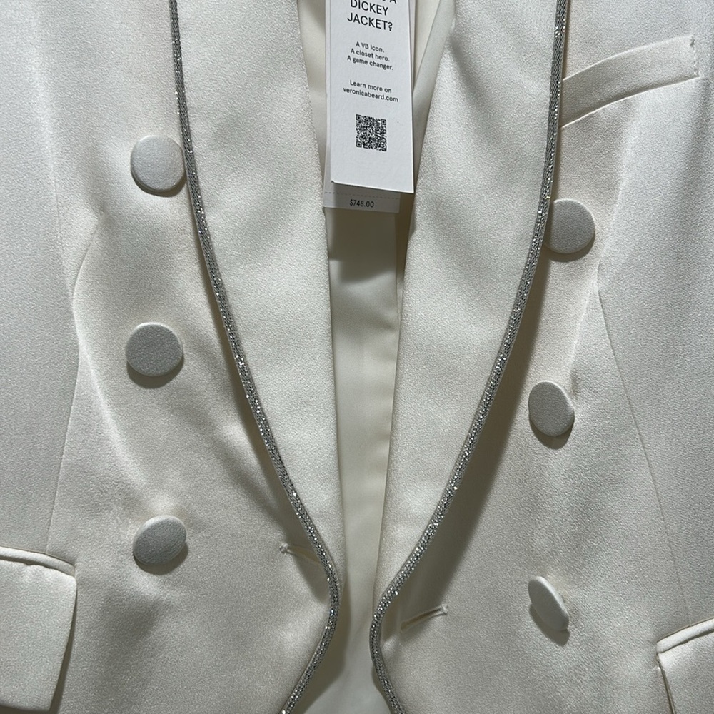 VERONICA BEARD jagger rhinestone dickey jacket in winter white - Picture 4 of 9
